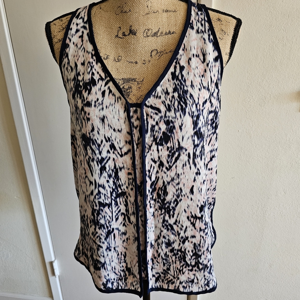 Eight Sixty Abstract Print Tank Top - Blue, Pink and Cream